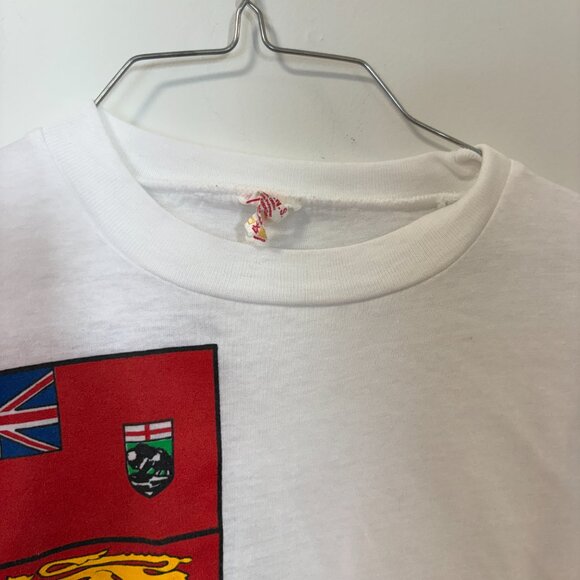 Vintage Single Stitch T-Shirt White Winnipeg Canada Flag Provinces  Size Medium - Picture 7 of 14